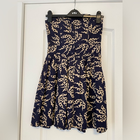 French Connection strapless dark blue pattern cocktail dress size 4 - Picture 2 of 6